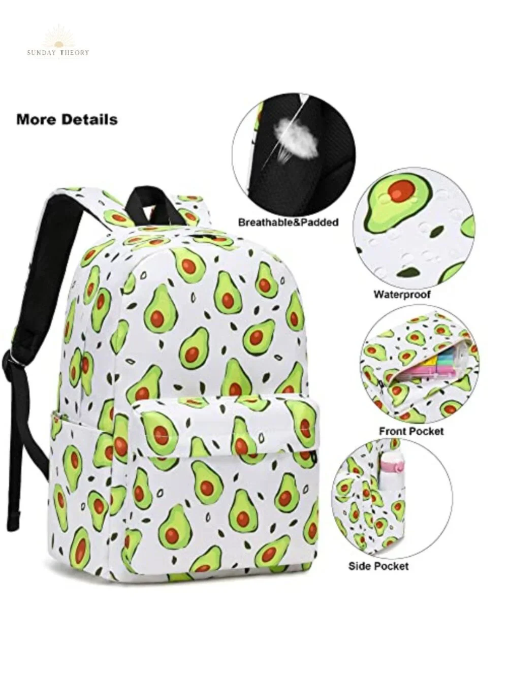 Girls Backpack Set with Lunch Bag and Pencil Case, 3-in-1 School Bookbag